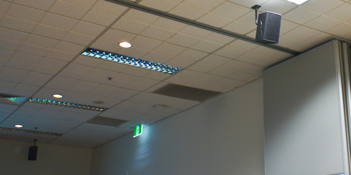 Training rooms can be partitioned each with their own zone of high intelligibility sound