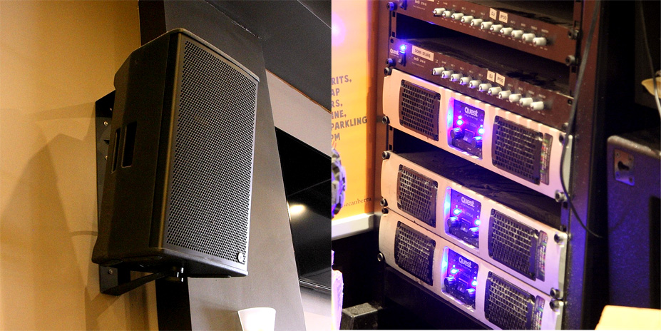 Left: The QM350i - A multi purpose performer in any venue. Right: Tucked away are the Quest electronics